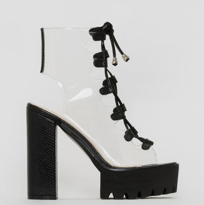 High Heels Lace Up Open Toe Sandals