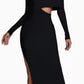 MELANNI - Turtleneck Off-the-shoulder Midi Dress