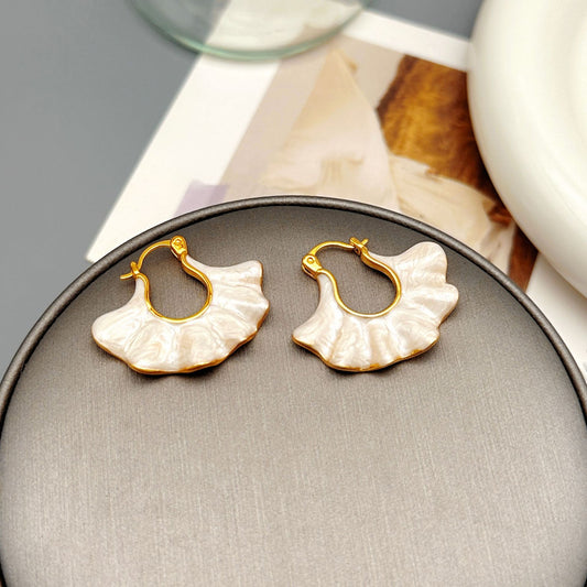 EARRINGS - Handbag Shape Wavy Enamel Glaze