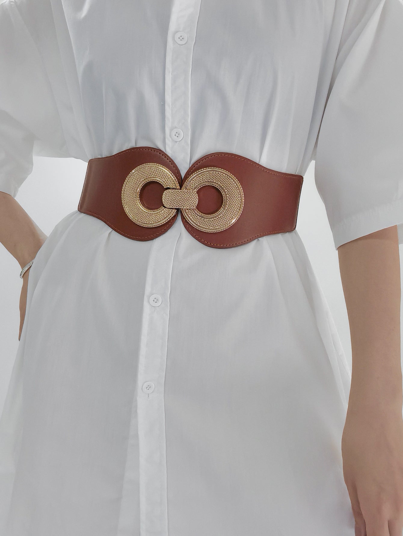 BELT - Alloy Buckle Elastic PU Leather