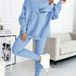 3pcs Sports Suit Loose Hooded Pockets Sweatshirt And Vest And Slim Trousers