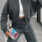 Collar Zip Up Outerwear Set