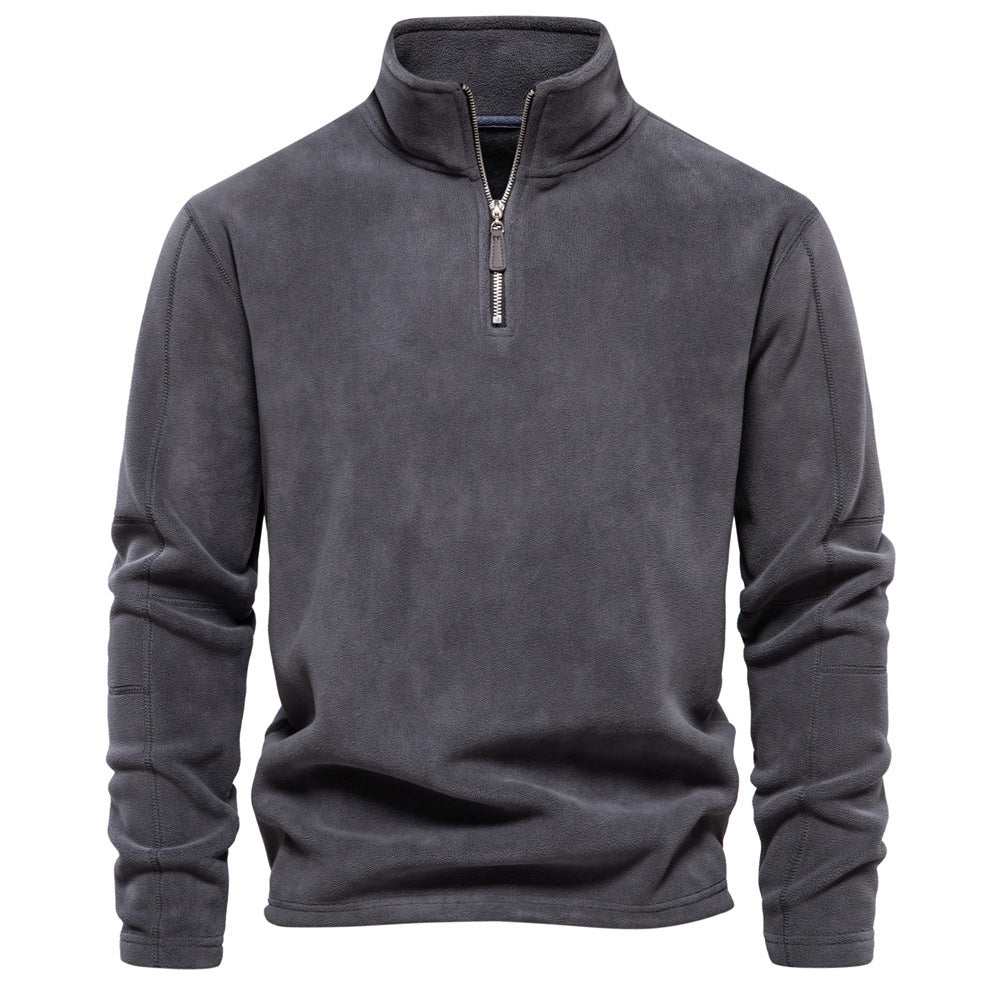 Stand-collar Zippered Sweatshirt With Fleece