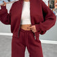 Collar Zip Up Outerwear Set
