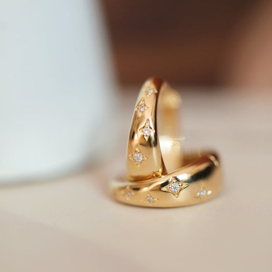 EARINGS - Versatile Literary And Creative Sparkling Star S925 Silver Hoop