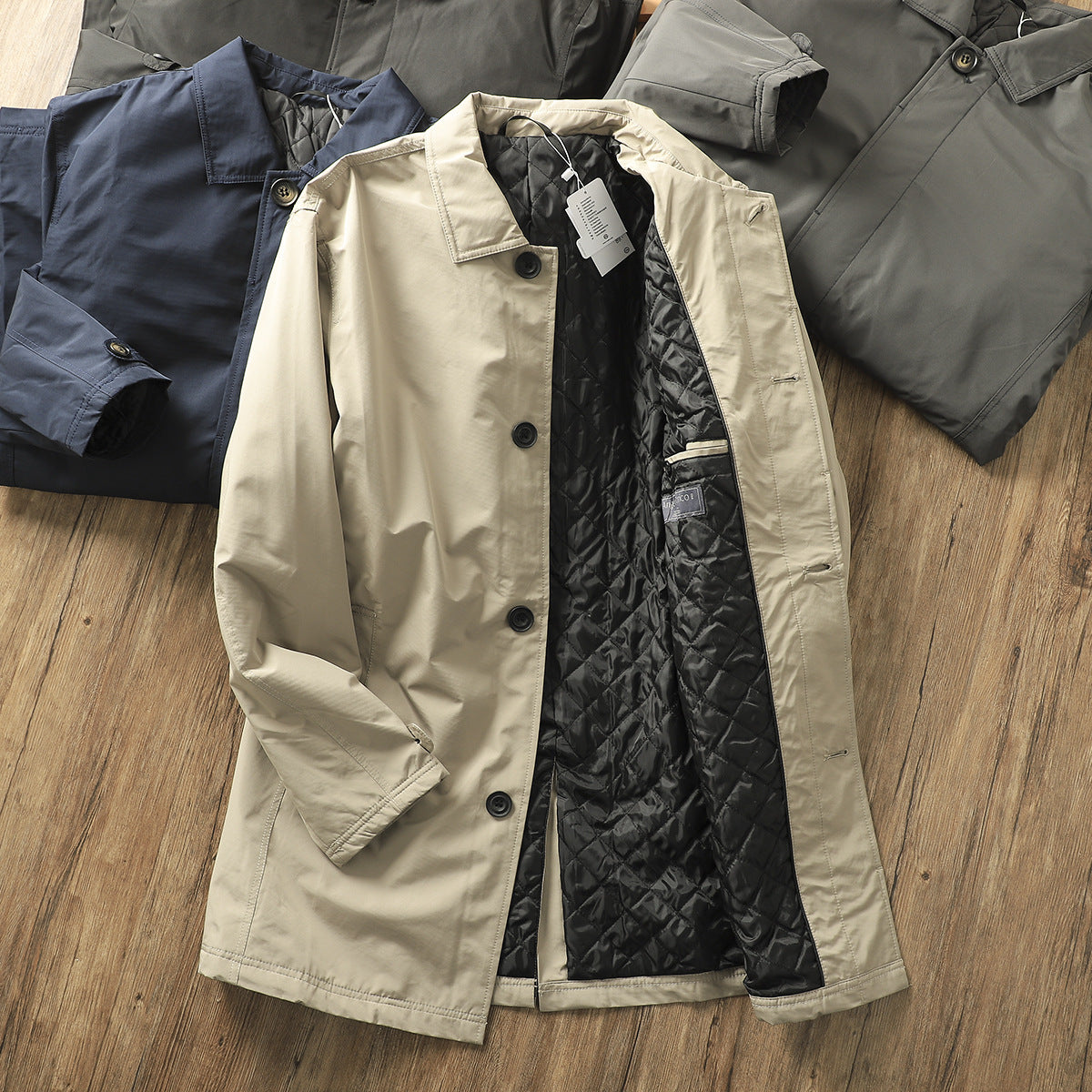 Windproof Waterproof Thickened Thermal Quilted Mid-length Trench Coat