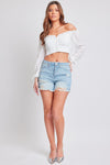 Distressed Frayed Hem Denim Shorts