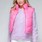 Zip Up Turtleneck Shiny Quilted Vest