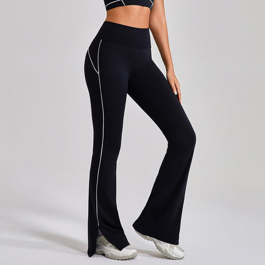 High Waist Tight Nude Feel Hip Lifting Yoga Bell-bottom Pants