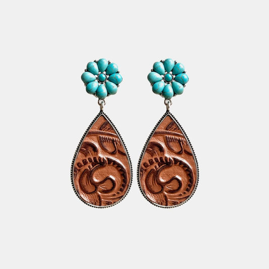 EARRINGS - Turquoise Flower Teardrop