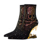 Rhinestone Tiger Tooth Skull Booties - Black & Gold, Black & Silver