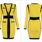 CAROLINE - Pencil Skirt Deep V-neck Dress