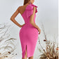 LYLAH - One-Shoulder Bow Mid-length Formal Dress Bandage Dress
