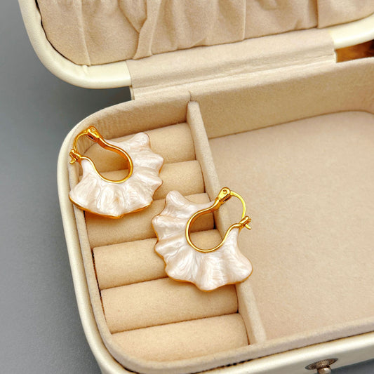EARRINGS - Handbag Shape Wavy Enamel Glaze