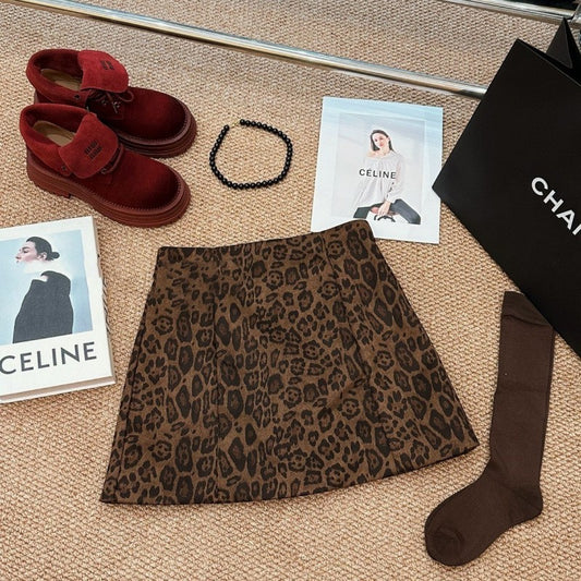 Leopard Print Western Style Short Skirt