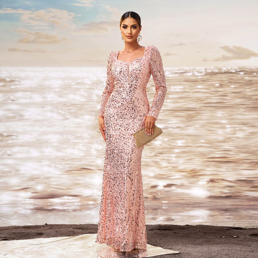 LAURIE - Sequined Sheath Fishtail Evening Dress