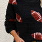Fuzzy Football Round Neck Dropped Shoulder Sweater