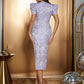 FRANCIS - Lavender Puff Short Sleeve Pleated Mid-length Dress