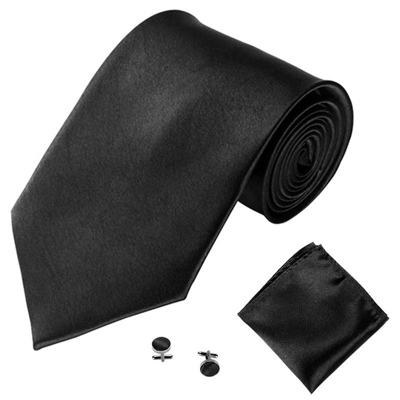 TIE - Solid Monochrome Cufflinks Pocket Square Set