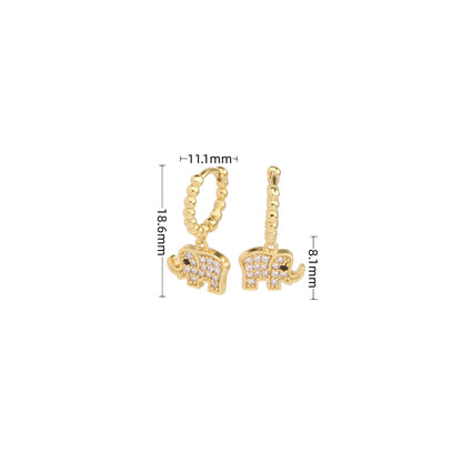 EARRINGS - Sterling Silver Personality Elephant Inlaid Stone