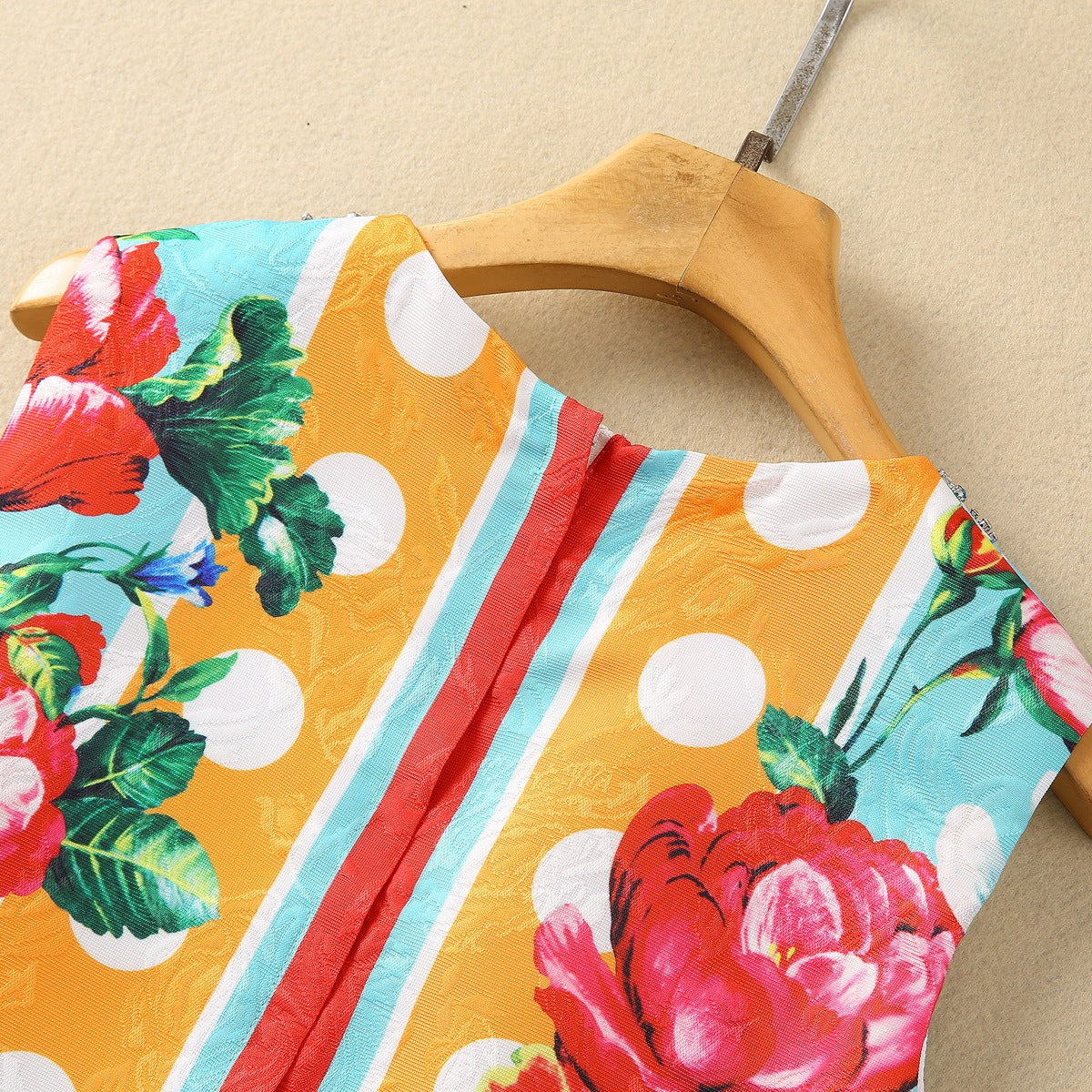 OLGA - Floral Printed Beaded Dress