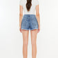 Distressed Raw Hem High Waist Denim Shorts
