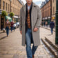 Classic Mid-length Woolen Coat Houndstooth Quilted