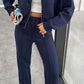Collar Zip Up Outerwear Set
