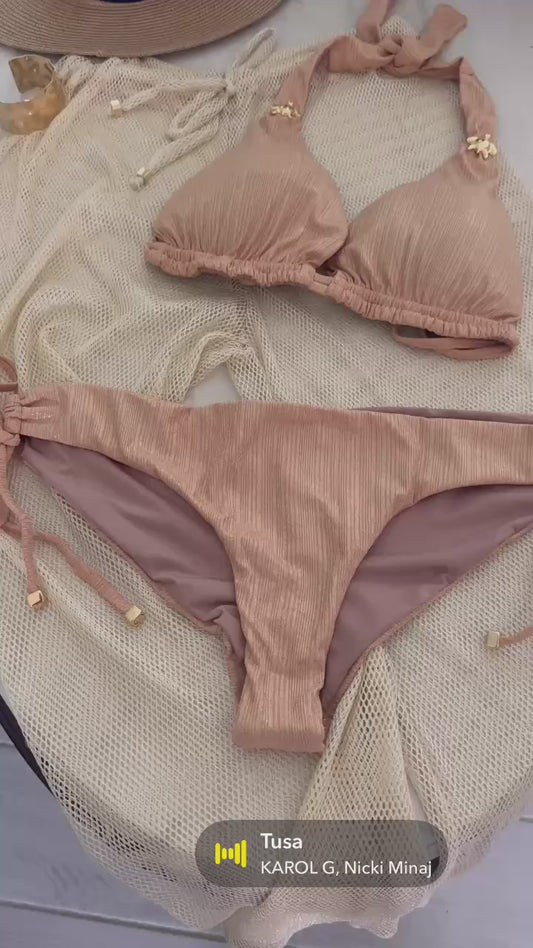 Ribbed Brilliant  Dark Gold Set